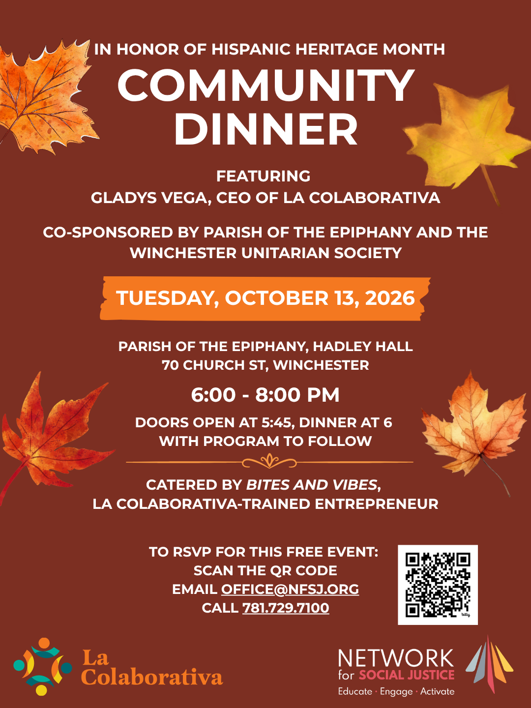 Publicity image for Community Dinner in Honor of Hispanic Heritage Month